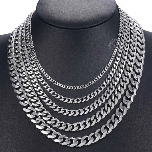 Men's Curb Chain Necklace, Stainless Steel